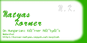 matyas korner business card